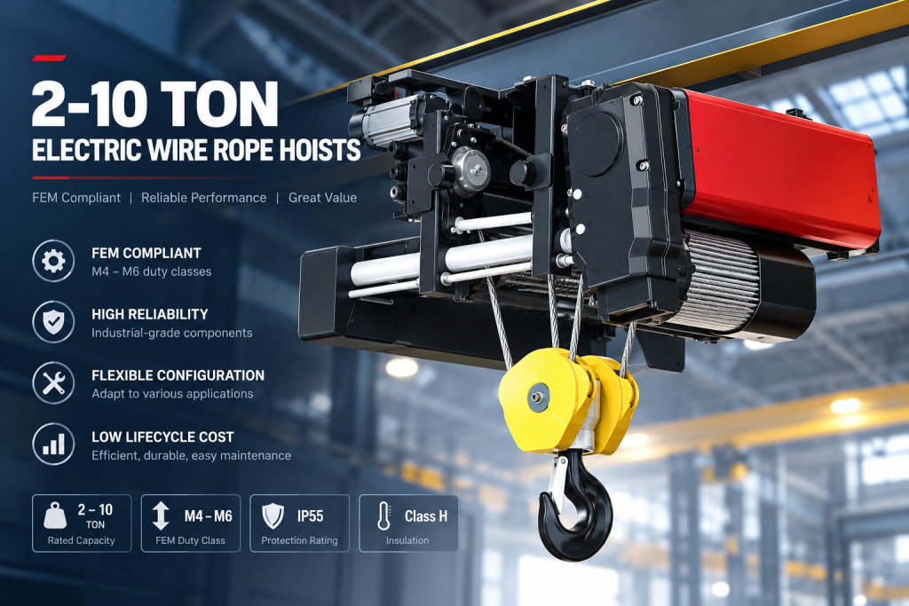 2-10 Ton Electric Wire Rope Hoists: FEM Compliance and Value Compared